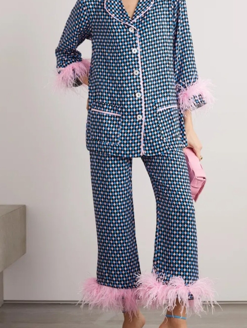 Sleeper Feather Trimmed Pajama Set